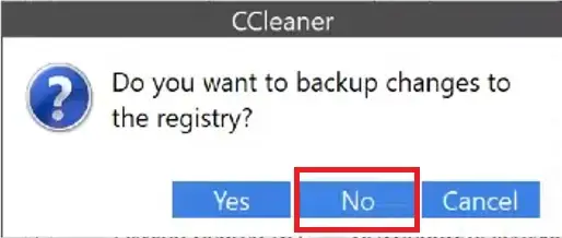 Do you want to backup changes to the registry