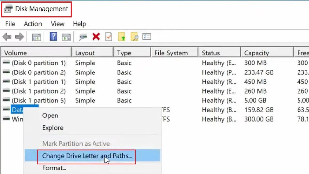 Clicking on the Remove button in the Change Drive Letter and Paths for D: