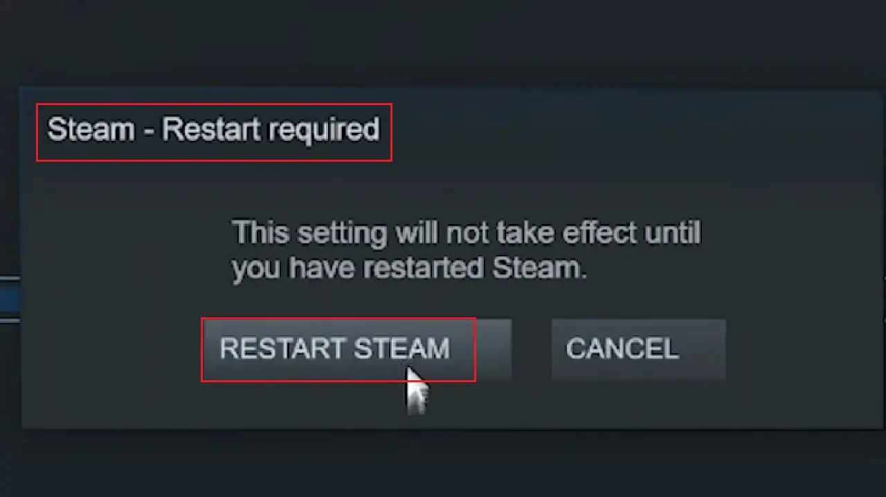 Steam – Restart required window