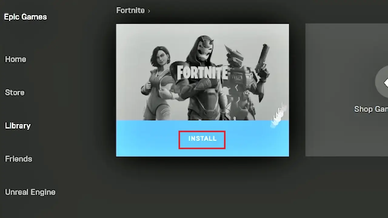 Clicking on the Install button to install the game