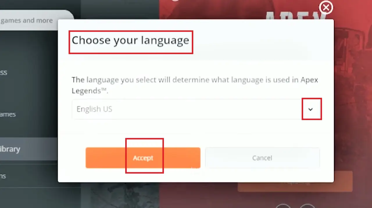 Choose your language window