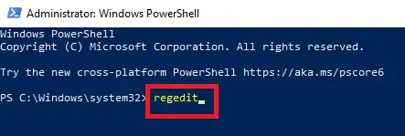 Windows Powershell type regedit